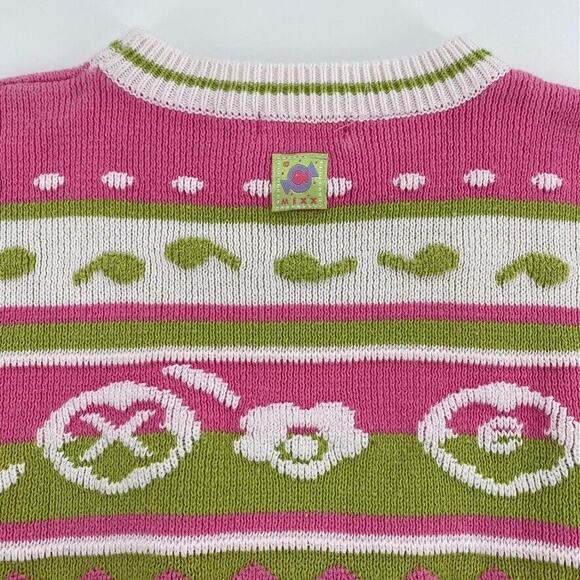Mexx Girls Kids Pullover Knit Sweater Pink Green Floral Sun Print Sz M/110/116 - Picture 8 of 9